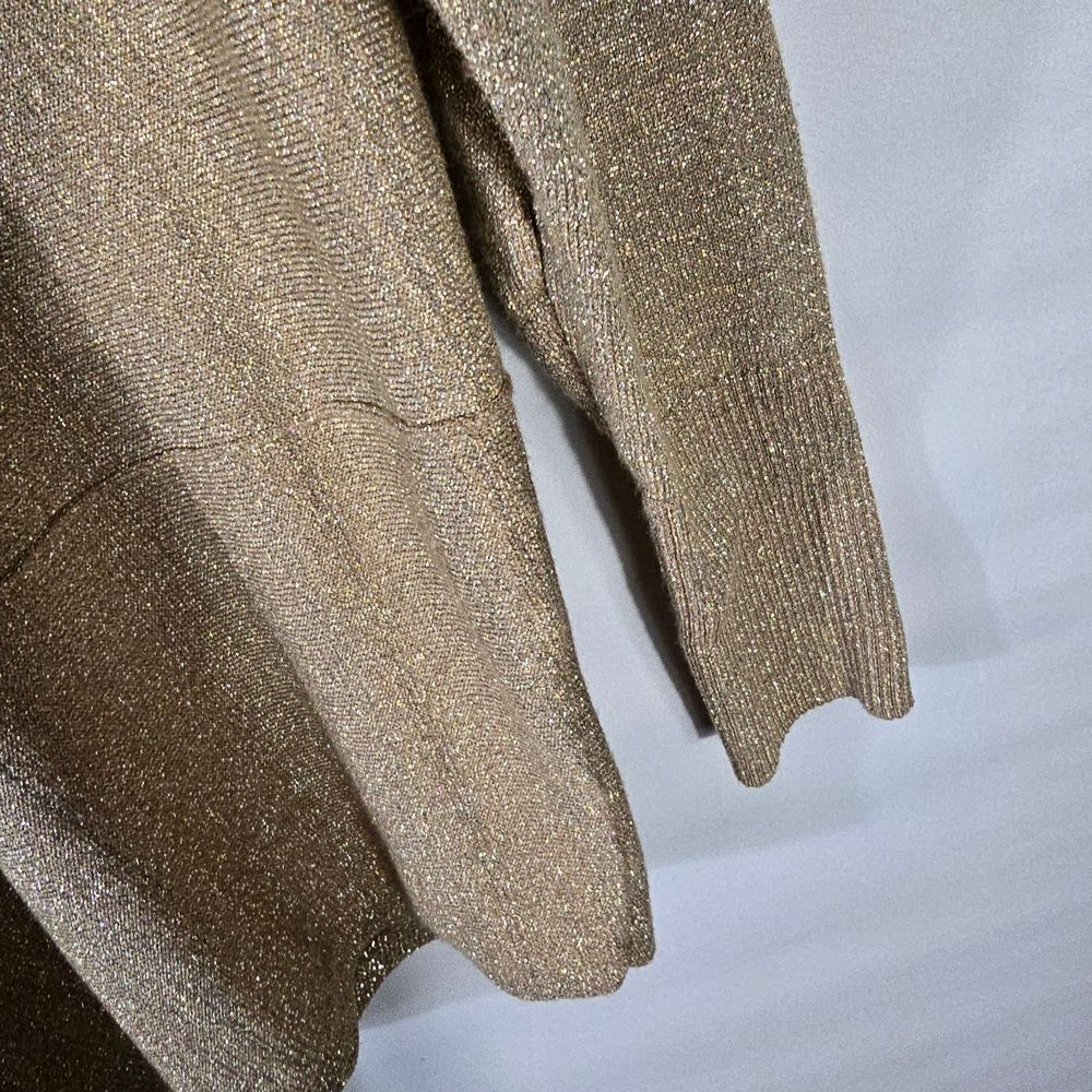 Cable & Gauge Taupe Metallic Cowl Neck Sweater Size S - Picture 5 of 11